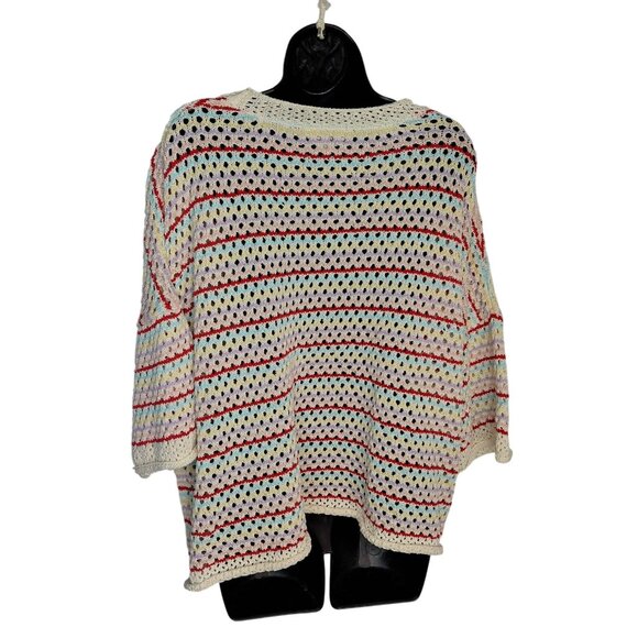 Haptics By Holly Harper 3X Multicolor Crochet Knit Sweater - Picture 2 of 10